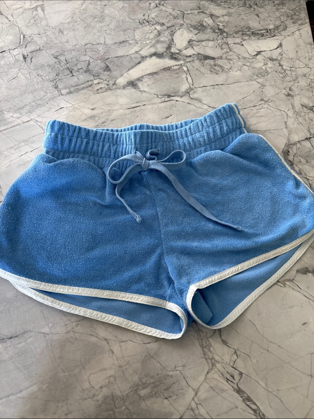 Daily Practice XS Light Blue Terry Shorts with White Trim